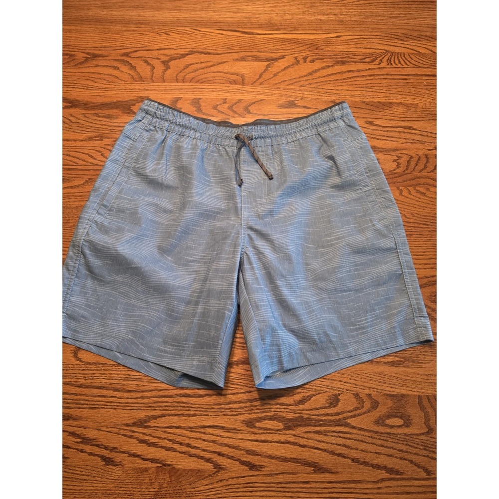 Kuhl Getaway Shorts Mens Medium 7" Blue Outdoors Hemp Hiking Stretch Drawstring